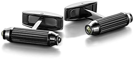 Colibri Targa Manschettenknöpfe für Herren – Designer-Manschettenknöpfe mit grünen Peridot-Steineinlagen – drehbarer Walschwanz-Verschluss – polierter Edelstahl – Geschenkbox