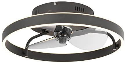 Qazqa - Modern Deckenventilator mit beleuchtung schwarz 50cm inkl. LED Dimmbar mit Fernbedienung - Maddy I Wohnzimmer I Schlafzimmer - Stahl Rund - I LED