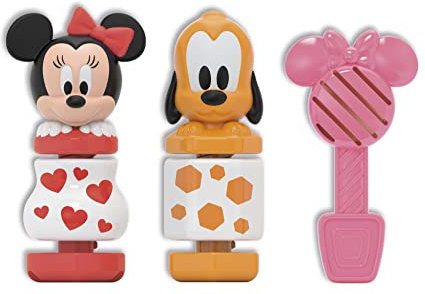 Clementoni - Disney Baby Minnie Construye y Juega - Juego de construcciones Infantil, para desarrollar la psicomotricidad Fina y Las Habilidades manuales- Juguete bebé 18 Meses (17842)