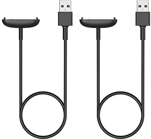 MoKo 2 Stück Ladekabel Kompatibel mit Fitbit Inspire 3, Magnetische Ersatz Ladegerät Ladestation mit 100cm USB Kabel, Schwarz
