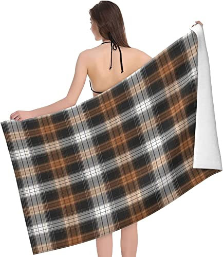 Fraser Brown Tartan Plaid, Strandtuch, Decke, Sanddicht, Schwimmen, Badetuch für Reisen, Camping, Sport, 130 x 80 cm