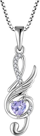 Starnny Damen Silber 925 Musik Phönix Anhänger Halskette 3A Zirkonia Juni Geburtsstein Alexandrit Kette Schmuck Geschenke für Damen