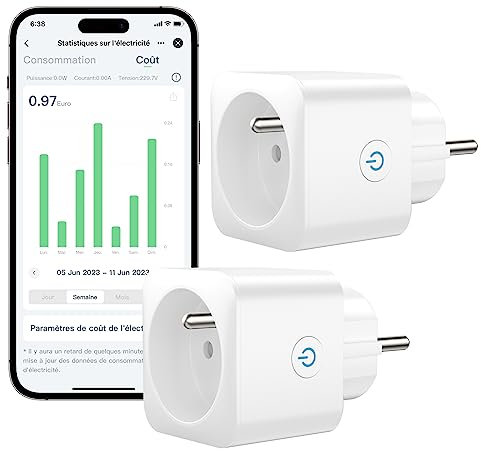 EIGHTREE - Toma conectada WiFi, toma Alexa programable, compatible con Alexa/Google Home, Smart Life APP, seguimiento de consumo, control de ventilador/aire acondicionado, 2,4 GHz Wi-Fi, 16A 3680W, 2