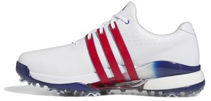 adidas Men's Tour360 24 Golf Shoes, Footwear White/Better Scarlet/Royal Blue, 10