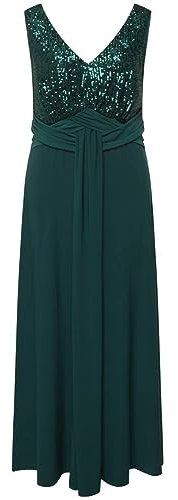 Ulla Popken, Damen, große Größen, Abendkleid, Pailletten, V-Ausschnitt, ärmellos