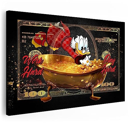 Artmazing | Dagobert Duck Bild bunt | Dagobert Duck Leinwand | Coole Wandbilder Wohnzimmer | Bild Dagobert Duck | S-Art Bilder Dagobert Duck | Bilder Wand | Bild Leinwand XXL | Buntes Poster für Wand