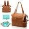 MISS FONG Baby Wickeltaschen Baby Wickeltasche Rucksack Wickeltaschen Multifunktionale Ledertasche mit Schultergurt & Wickelunterlage für Mama & Papa Große Kapazität Wasserdichter Rucksack Braun
