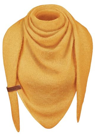 heekpek Schal Damen Winter Strickschal Dreieck Warme Weich Dreiecksschal mit Lederschlaufe Einfarbig Gestrickt Winterschal Herbstschal, Gelb