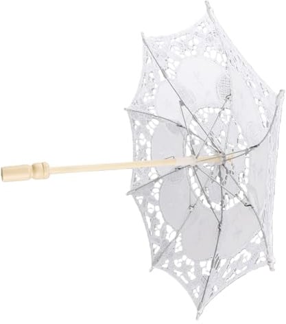 Dioche Sombrilla de Encaje para Comunión y Boda, Accesorio Nupcial para Niña, Decoración de Fiesta, Fotografía de Baile (Blanco)