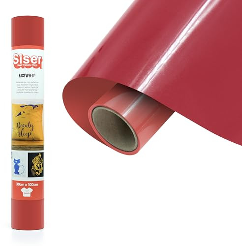 Siser® EasyWeed® Red, 30cm x 1m, thermo-transferierbare Flexfolie für die individuelle Gestaltung von Stoffen, kreative Hobbys, zertifiziert nach VeganOk und Öko-Tex Standard 100 Klasse I