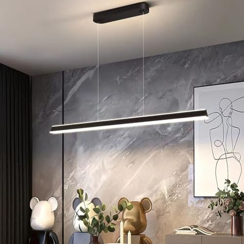 LED Hängeleuchte Büro pendellampe moderne Pendelleuchte minimalistische auf und ab beleuchtete Bar Theke Leuchte (schwarz, 100cm)