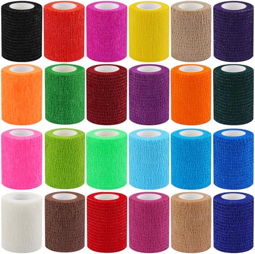 Loppdece 24 Rollen Selbstklebender Verband, Selbsthaftende Bandage | Elastischer Verband Selbstklebend, Fixierbinde Selbsthaftend Kohäsive Bandage, for Handgelenk Füße