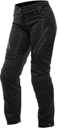 Dainese - Drake 2 Super Air Tex Pants Wmn, Belüftete Motorradhose, Stoff, für die Sommer-Saison, mit abnehmbaren Protektoren, Frau, Schwarz/Schwarz, 46