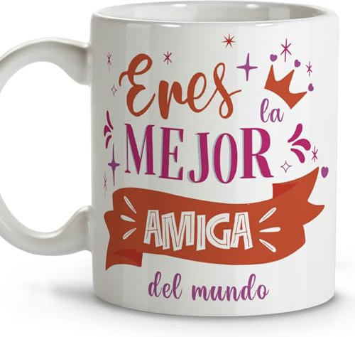 Regalos originales para amigas. Tazas de cafe. Regalo amiga. Regalos amigas originales. Taza cerámica 330 ml.