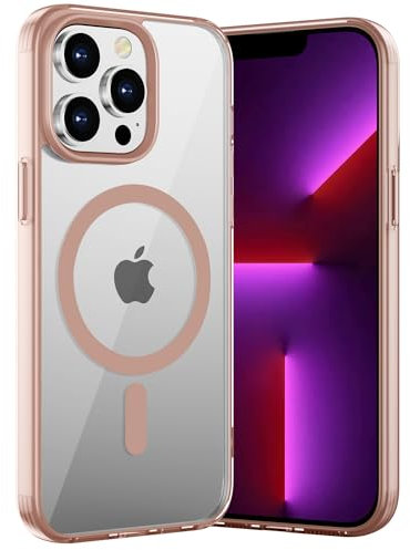 WXX iPhone 13 Pro Case Magnetic Case, Compatible with MagSafe, Transparent Soft TPU Electroplated Protective Shockproof Case Slim Cover for iPhone 13 Pro 6.1” - Pink