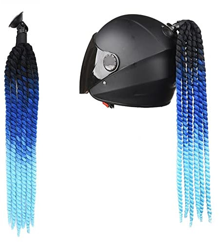 PTNKUIIY Motorrad Helm Zöpfe, geflochtener Pferdeschwanz Fahrradhelm Haar Zöpfe Haarteile Braids Saugnapf Haarschmuck für Motorrad Roller Helm Zubehör