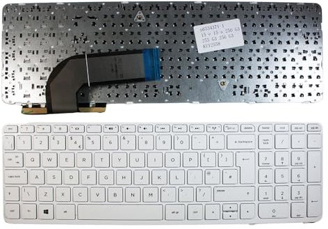 Power4Laptops Reino Unido Marco Blanco Blanco Teclado de Repuesto para Ordenador portátil Compatible con HP Pavilion 15-N284CA