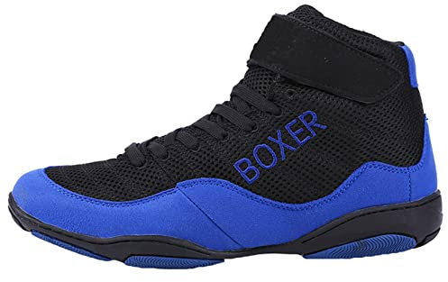 UKUBOXBAG Boxschuh Für Frauen, Ringertrainer Anti-Rutsch-Kickbox-Trainingsturnschuhe Damen-Boxschuhe,Blau,38 EU