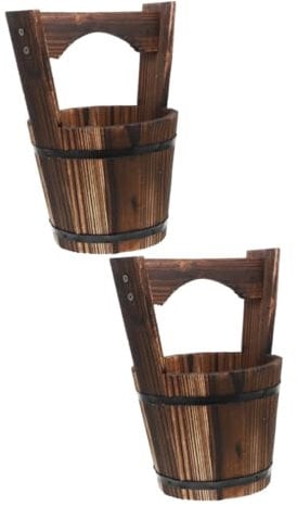 INOOMP 2sätze Holzblumentopf Vintage Holzfass Pflanztopf Für Garten Und Balkon Kleiner Blumentopf Für Innen Und Außenbereich Vielseitig Einsetzbar Für Dekoration Und Pflanzenpflege