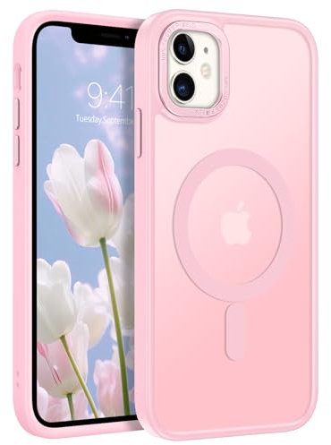 GaoBao Custodia per iPhone 11, iPhone 11, compatibile con MagSafe, opaca, magnetica, antiurto, anti-impronte, per iPhone 11 6.1, rosa chiaro