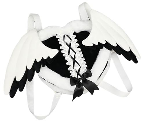 Plüsch-Rucksack in Herzform, Engelsflügel, für Anime-Kostüm, modisches Accessoire, Schultertasche, für Halloween-Kostüm