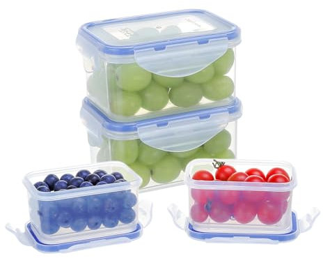 EASYLOCK 4PACK 500ML/180ML Kleine Dosen mit Deckel Plastik, Meal Prep Boxen, Mikrowellengeschirr, Auslaufsicher Tragbar und Langlebig