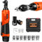YouseaHome Akku-Ratsche Elektrischer Ratschenschlüssel Kit mit 2x1500mAh Akkus und Ladegerät, 3/8 12V Power Elektro-Ratschenschrauber mit 7 Steckdosen, 2300RPM Variable Geschwindigkeiten