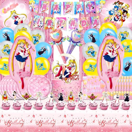 82 Pièces de Décoration d'Anniversaire Sailo - Assiettes, Ballons, Décoration de Gâteau - Inclus