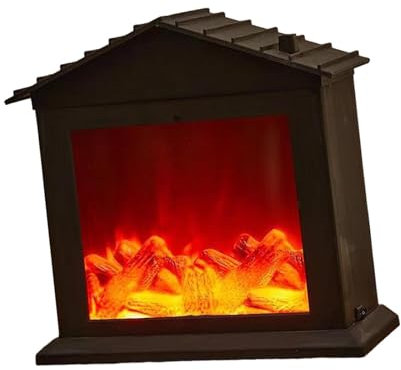 ＡＷＨＡＯ Luces LED para Chimenea, Farol Sin Llama para Chimenea, Chimenea Falsa, Adornos Navideños, Días Festivos, Techo Triangular