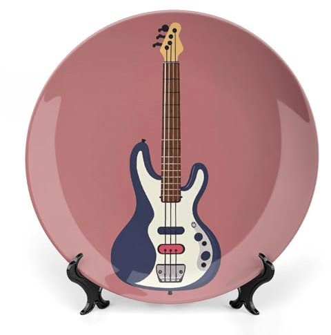 NWGHM Dekorative Teller aus Knochenporzellan, 15,4 cm, Gitarre, Bass, Musikinstrumente, Salatteller, Porzellan, Dessertteller, Serviergeschirr, Kunstdekoration, Ornament für Wohnzimmer, Tisch, Küche