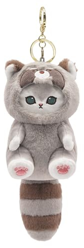QHUACIZJL Niedlicher Katzen-Schlüsselanhänger, 12,7 cm, Plüsch-Rucksack, Zubehör, Taschenanhänger, niedlicher Schlüsselanhänger, Geschenk