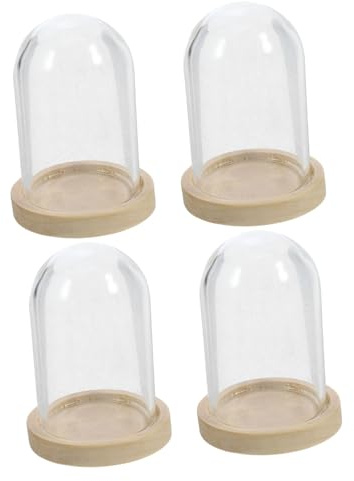 VILLFUL 4er Set Mini-vitrine Mit Blume Glaskuppel Glasglocke Für Sammlerstücke Und Dekoration