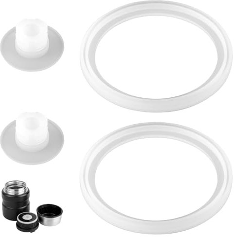 2pcs Replacement Gaskets and 2pcs Air Valve Compatible for Thermos Stainless King Food Jar 16oz, BPA Free Silicone Seal Ring and Stopper Leak-Proof Replacement Parts