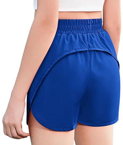Arshiner Sportshorts für Mädchen Schnelltrocknende Aktive Laufshorts mit elastischem Bund lässige Trainingsshorts für Kinder Indigo 160 13-14 Jahre