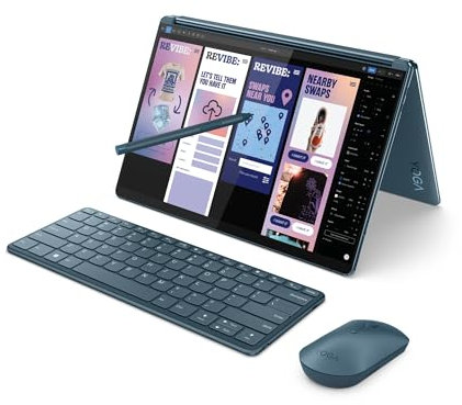 Lenovo Yoga Book 9 Notebook 13,3 Display Touch 2.8K (2880x1800) OLED, Intel Core Ultra 7 155U, RAM 32GB, 1TB SSD, Windows 11, Digital Pen 3 + Yoga Slim Mouse + Folio Stand inclusi - Tidal Teal