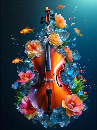 Diamond Painting Diamond Painting Zubehör Cello 5D Diamond art Painting Full Drill, Rhinestone Crystal Embroidery Canvas, Painting by Numbers, for Children Geschenke Wall Decoration 30x40cm A-40