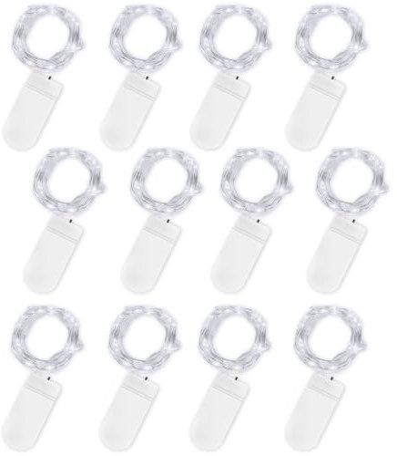Jsdoin LED Mini Lichterkette mit Batterie, 12x20er Micro Lichterkette außen Batterie, 2M DIY kleine Lichterketten Wasserdicht für Party Hochzeit Weihnachten Beleuchtung Deko (Kaltweiß)
