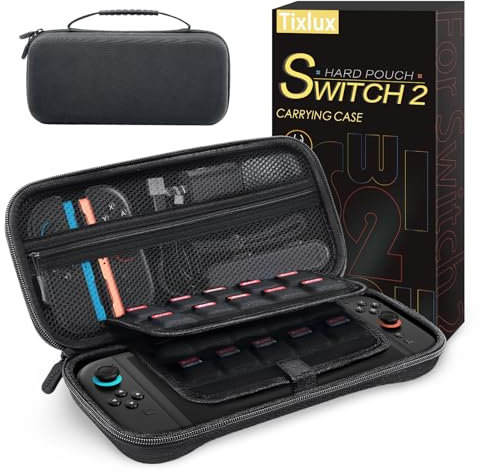 Tixlux Custodia per Nintendo Switch 2 (2025) – Borsa Rigida da Viaggio per Console, Joy-Con e Accessori – Astuccio Protettivo con 20 Slot per Giochi