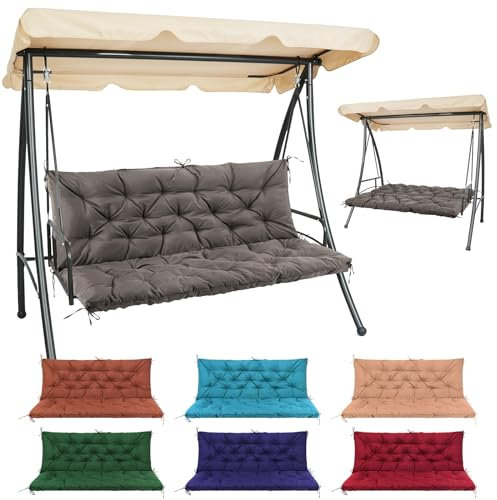 Matalde Outdoor Cushions for Patio Furniture, Patio Furniture Cushions with backrest and Straps, 60x40 inches, 4 Thick,Porch Swing Cushions for Lawn, Backyard and Garden Dark Gray