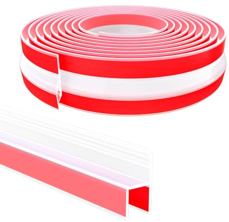 Raycity 10 Feet Shower Door Side Seal Strip - for 3/8 (10mm) Frameless Glass Door Seal Strip Transparent Silicone Waterproof Shower Sweep - Suitable for Bathroom Frameless Glass Door