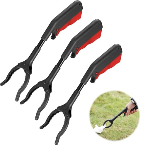 Helweet Müllzange, Greifzange für Senioren, Greifzange, 3 Stück Tragbare Müll Zange Greifarm, Müllsammelzange, Kurz MüLlgreifer, Greifhilfe für Menschen mit Behinderung, für Recycling, Garten, Hof