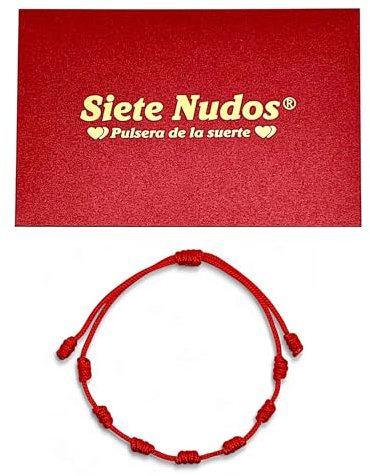 SIETE NUDOS® - Bracciale filo rosso originale rosso contro il malocchio - 7 chakra protezione energia negativa amuleto buona fortuna - Regalo originale donna uomo coppia amici, Desde 11 cm a 28 cm