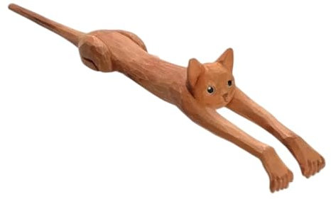 Rascador de espalda en forma de gato, rascador de espalda de madera tallado a mano, masajeador manual de espalda larga, gran regalo para los amantes de los gatos