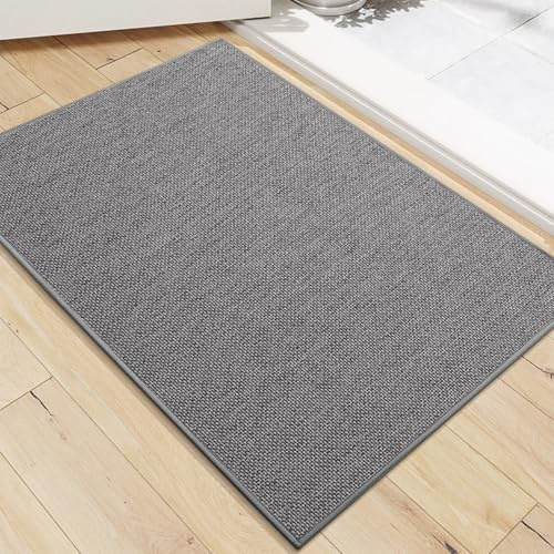 AMFUN 60x90cm Door Mats Indoor, Non-Slip Rubber Backing, Absorbent Indoor Door Mat, Machine Washable Floor Mats for Entrance, Inside, Kitchen, Front Door Mat (Dark Grey)