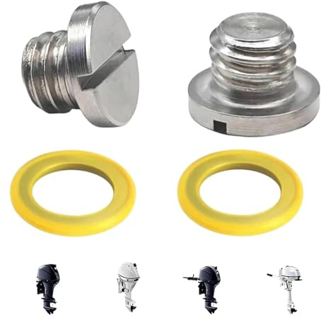 CARMOTTER 2 Stück Edelstahl Untereinheit Ablaufschraube und Dichtung Set für Mercury für Mariner Außenborder und für MerCruiser Sternantriebe