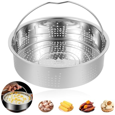 Stainless Steel Steamer Basket, 20 cm 304 Stainless Steamer Insert with Handle Steamers Basket Portable Steaming Rack for Home Kitchen Rice Cooker Cooking