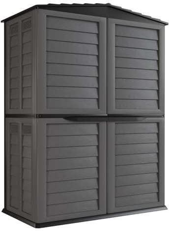 Art Plast – Caseta de jardín exterior, 151 x 83 x 200 cm, color gris antracita, funda de almacenamiento de polipropileno duradero, antiUV, doble puerta y suelo integrado para herramientas y muebles de