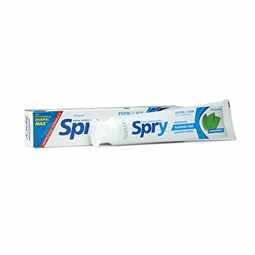 Spry Natürliche Xylitol Zahnpasta 141 g – Fluoridfrei, Sanfte Zahnaufhellung, Frischer Atem & Feuchtigkeitsspendende Mundpflege, Pfefferminze (Pack of 3)
