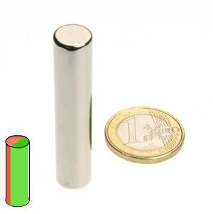 magnets4you - Stabmagnet Ø 10 x 50 mm | N52 Nickel - diametral, | Magnetzylinder aus Neodym