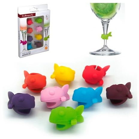 Vin Bouquet FIA 014 - Set mit 8 Gläserkennzeichnungen in Fischform